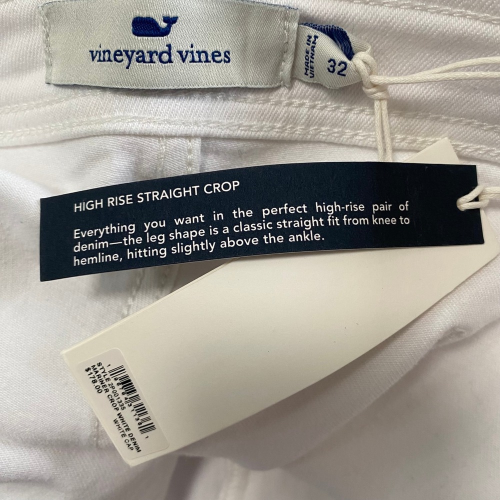NEW Vineyard Vines Mariner High Rise Wide Leg Raw Hem Jeans White Size 32 - Picture 6 of 6